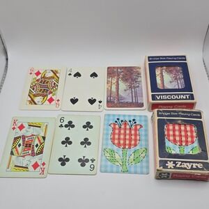 Viscount & Zayre Nature Floral Theme Bridge Size Collectible Playing Cards.